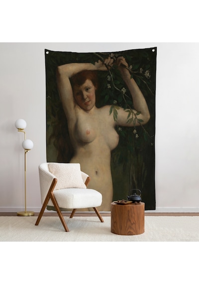 Gustave Courbet - Dallara Tutunan Nü Kadın Duvar Örtüsü-7364