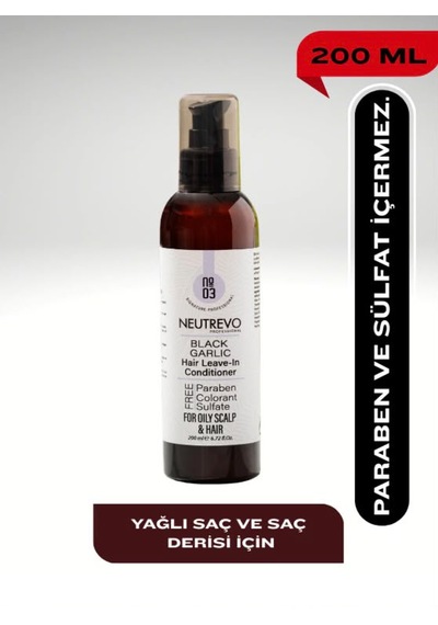 Neutrevo Professional No:3 Black Garlic Serisi Dengeleyeci Ve Arındırıcı Durulanmayan Saç Bakım Kremi 200 Ml