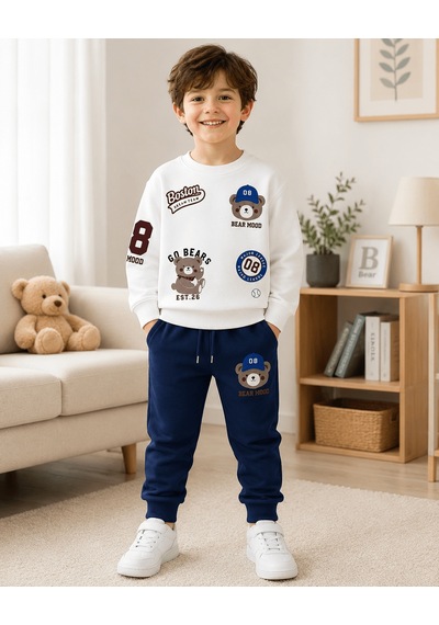 Eray Alp Kids Erkek Çocuk Ayıcık Baskılı Sweatshirt Eşofman Takımı Günlük Rahat Kombin Lacivert Eray Alp Kids Erkek Çocuk Ayıcık Baskılı Sweatshirt Eşofman Takımı Günlük Rahat Kombin Lacivert