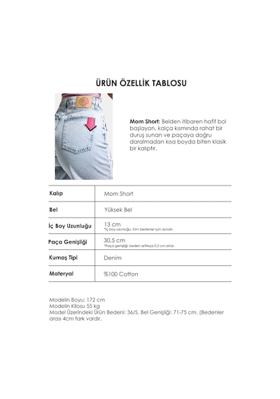 it's basic Kadın Ice 4s6-3 Relax Mom Fit Emoji Nakış Detaylı Özel Tasarım Denim Şort Ice Rengi