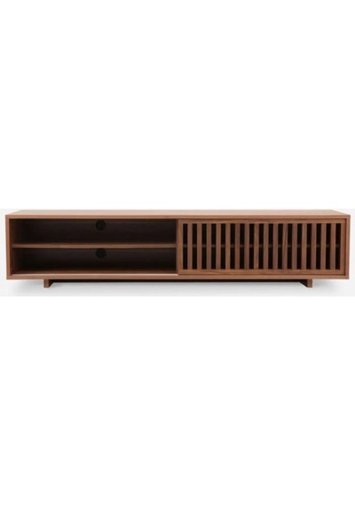 Linea Ahşap Modern Tv Ünitesi Sürgü Izgara Kapaklı Natural