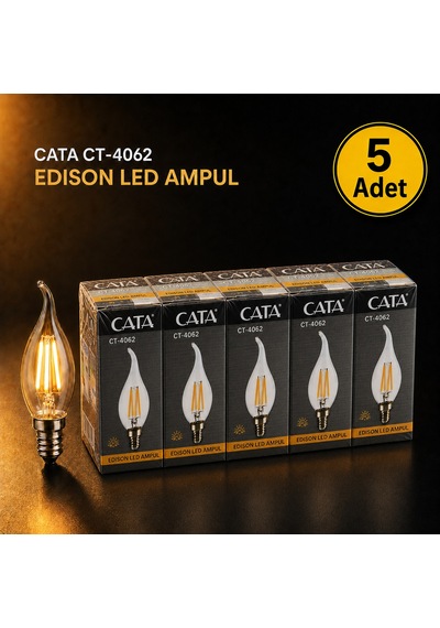 Cata 4w Led Filament Kıvrık Buji Ampul Ct-4062 Gün- Işık 5 Li Paket Gün Işığı