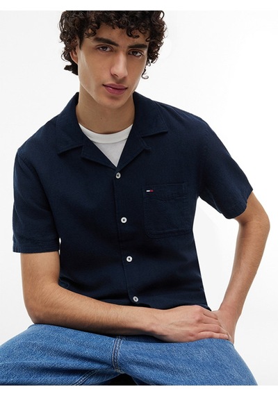 Tommy Hilfiger Erkek Tjm Reg Lınen Blend Camp Ss Ext Dm0dm23058-thc1g-15606 Lacivert