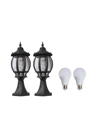 2 Adet Sekizgen Set Üstü Bahçe Armatürü, Set Üstü Modern Armatür, Bahçe Armatürü, 2 Ampul Hediye Diğer