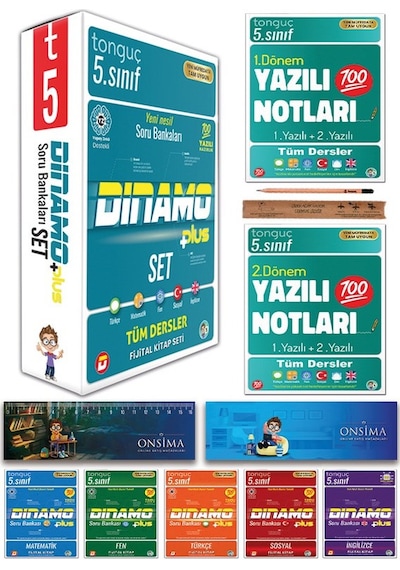 Tonguç Akademi 5. Sınıf Dinamo Soru Bankası Seti - 1. Ve 2. Dönem Yazılı Notları Tüm Dersler 7 Kitap Set