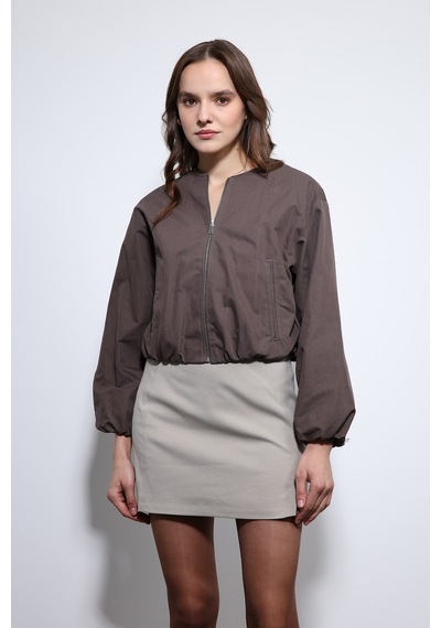 Antioch Crop Kadın Bomber Mont Kahverengi