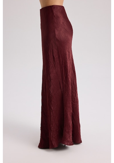 Mai Collection Mai Studios Co. Eubah Kırışık Uzun Bordo Saten Etek Bordo