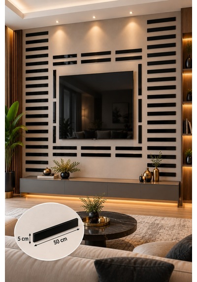 5 Adet Siyah Pleksi Duvar Çıtası 5 X 50 Cm 2,8 Mm Modern İskandinav Dekoratif Duvar Çıtası Parlak Siyah