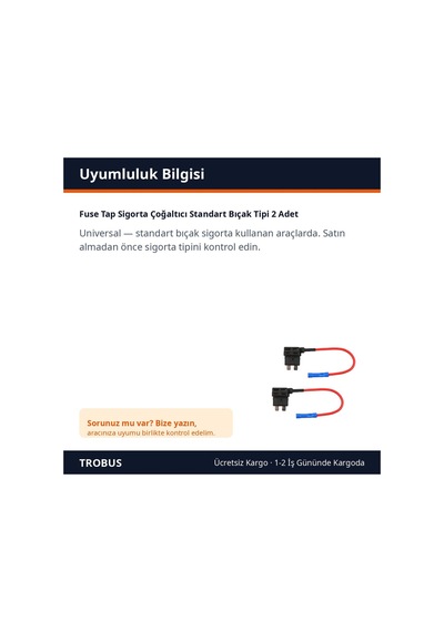 Trobus Fuse Tap Sigorta Çoğaltıcı Standart Bıçak Tipi 2 Adet Diğer