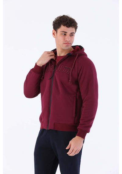 Maraton Comfort Erkek Kapüşonlu Bordo Eşofman Üstü Bordo