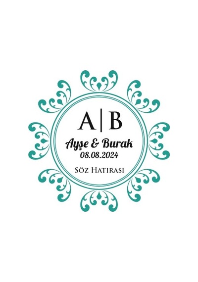 Kenarları Kabartmalı Kare Mühür İnce Çerçeveli Kına Nişan Düğün 3x3 Cm Özel Etiket / 50 Adet Stick Beyaz