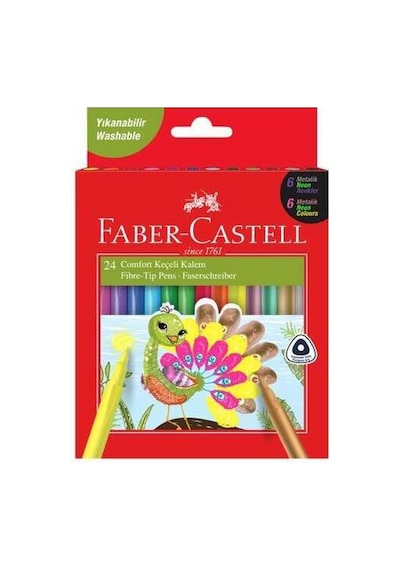 Faber Castell Comfort Keçeli Kalem Seti 24 Renk - 6 Neon 6 Metal