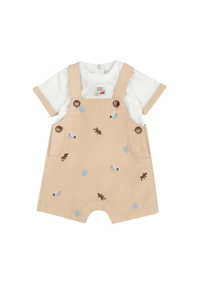 Chicco Erkek Bebek Kısa Kollu Tişört Ve Kısa Tulum Takım 09101152000000 000061 Bej