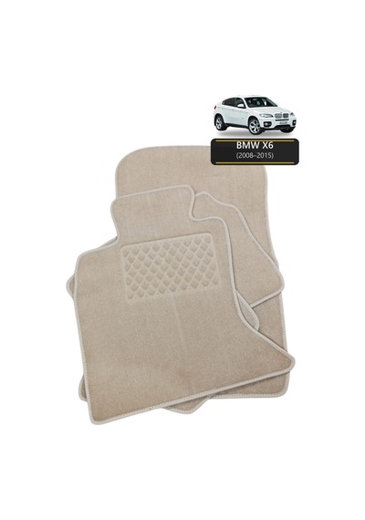 Oto Halı Paspas Seti Bmw X6 2008 2015 Uyumlu Sport Kaymaz & Şık Tasarım - Bej Logosuz