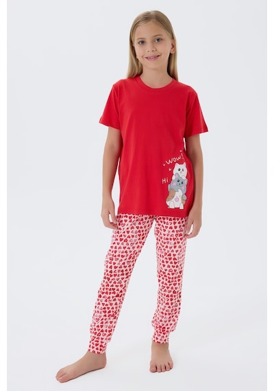 Arnetta Kız Çocuk Kırmızı Pijama Takım Kırmızı