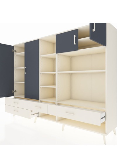 Hyperion Dolap 12 Raflı 4 Çekmeceli 4 Kapaklı 220x44x163 Aytaşı-a Aytaşı-antrasit/aytaşı