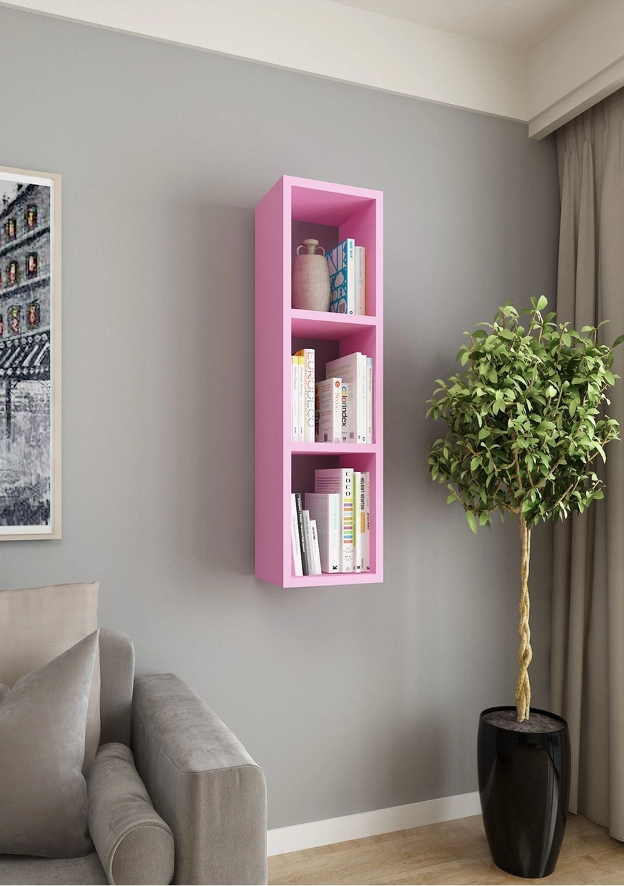 Duvar Rafı Tek Kitaplık 90 Cm Mobilya Pembe Pembe