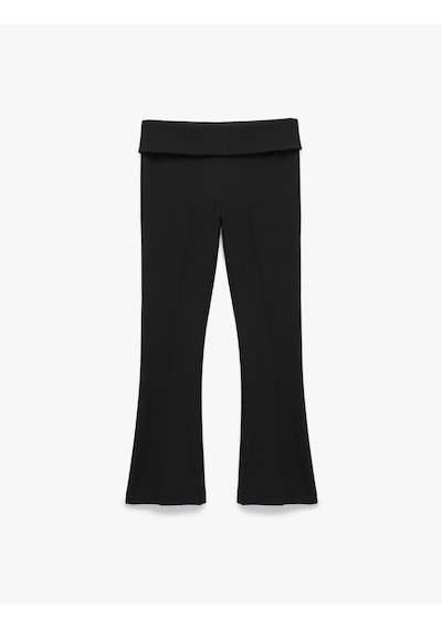 Koton Slim Fit Beli Kat Detaylı İspanyol Paça Pantolon Siyah 6wak40040pw Siyah