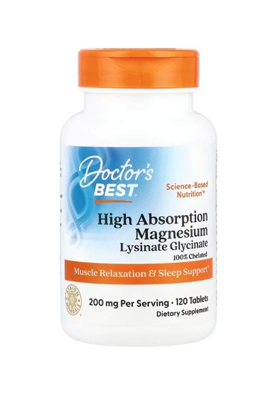 Doctor's Best, High Absorption Magnesium, 200 Mg, 120 Tablets
