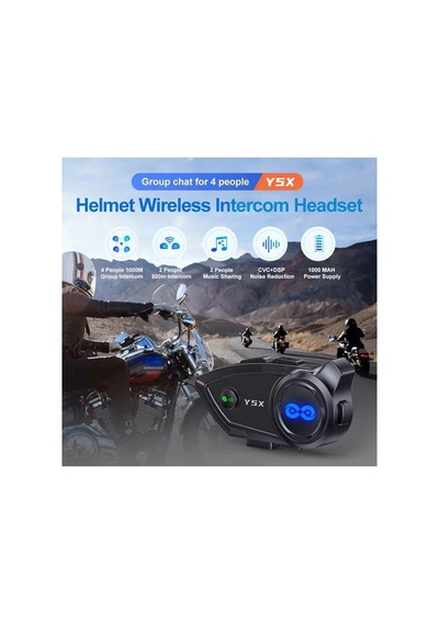 Y5x Rgb Işıklı Intercom 5 Kişi Bağlantılı 1000mah Motosiklet Bluetooth Kulaklık Seti 16761629
