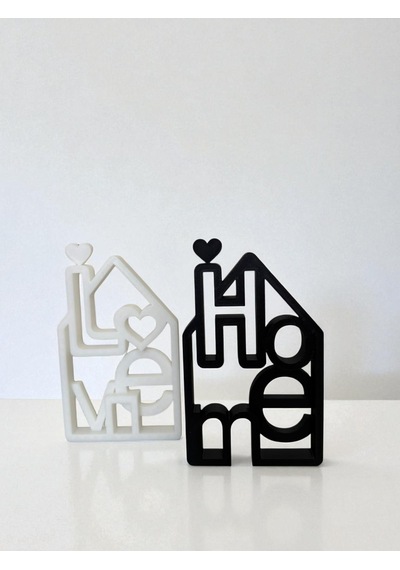 "home & Love" Dekoratif Obje Minimalist Ev Ve Ofis Aksesuarı Siyah Beyaz 2'li -