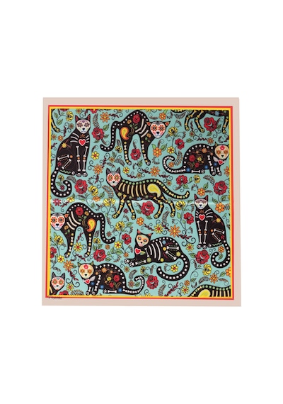Inno 60x60 Cm Premium Saten Desenli Dikişli Fular Kahverengi