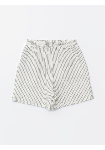Lcw Vision Lacivert Beli Lastikli Çizgili Kadın Şort