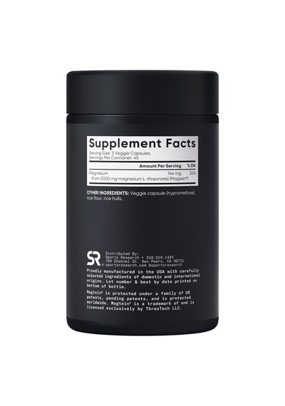 Sports Research Magtein Magnesium L-threonate 2000 Mg 135 Bitkisel Kapsül Aromasız