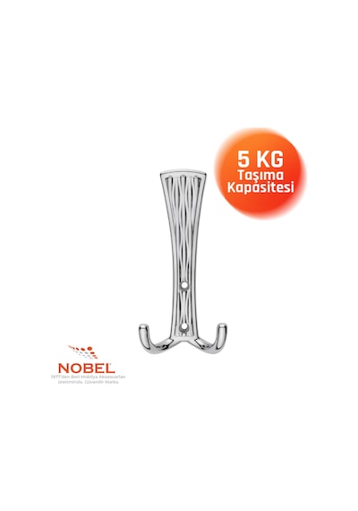 Emet Portmanto Askısı, Metal Vestiyer Askısı, Krom, Duvar Ve Dolap Askılığı 5'li Set Vidalı
