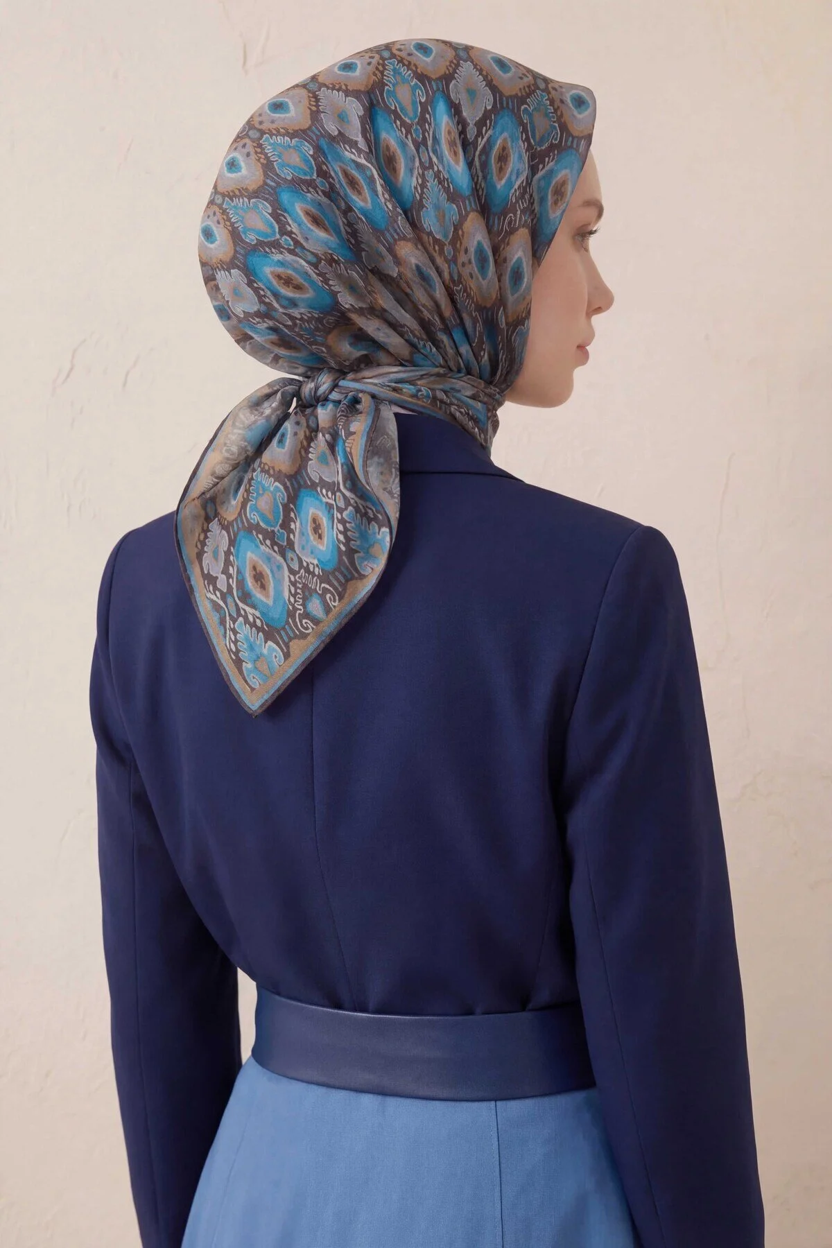 Silk Home Pamuk Karışımlı Soft Eşarp Baklava Desen Acı Kahve 90x90