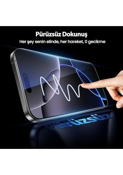 5d Glass Easyfit 2 Adet Kolay Uygulama Aparatlı Ekran Koruyucu Temperli Şeffaf Cam Apple iPhone Uyumlu 17 Pro Max/Apple iPhone Uyumlu 16 Pro Ma