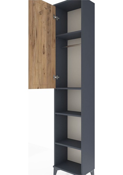 Arges Dolap 4 Raflı Tek Kapaklı Tek Askılı 44x30x221 Antrasit... Antrasit