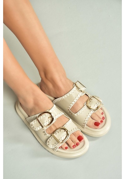Fox Shoes U267146209 Bej Kadın Terlik Bej-suni Deri