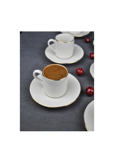 2 Kişilik 4 Parça Gold Yaldızlı Porselen Kahve Fincanı 90 Ml - Dora
