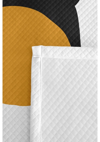 Minimal Kedi Sarı Genç Odası Tek Kişilik Pike Takımı-siyah Modern 160x220cm Kapitone Yatak Örtüsü Kabuğu Kahve Dokunuşu