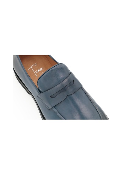 Hakiki Antik Deri Eva Taban Loafer Model Erkek Ayakkabı - Tuna 3898 Lacivert