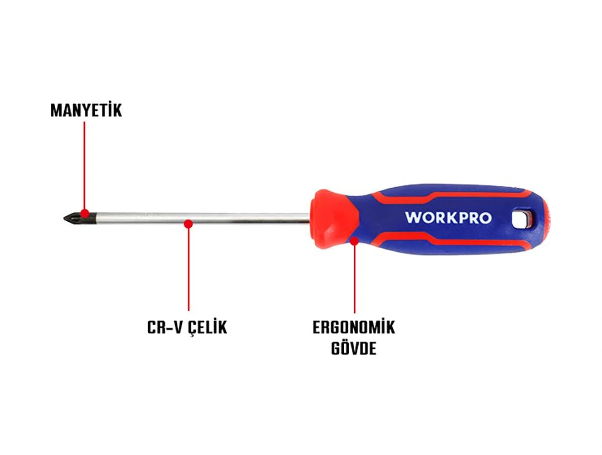 Workpro Wp221035 Pz0x75mm Cr-v Manyetik Profesyonel Yıldız Tornavida