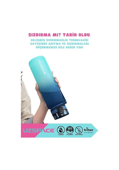 Uzspace 1000ml Soft Touch Tritan Su Matarası Turuncu Çok Renkli
