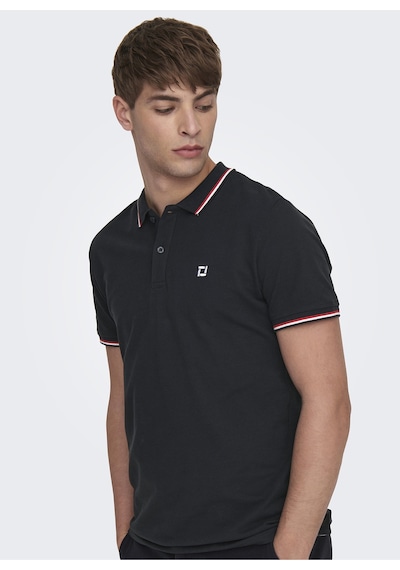 Only & Sons Düz Siyah Erkek Polo T-shirt - 22024827