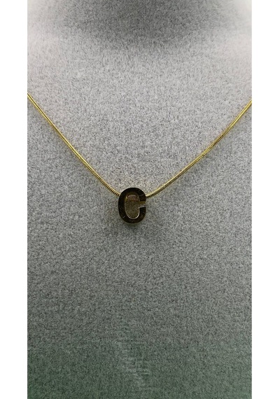 14k Altın Renginde C Harf Minimal Model Çelik Kadın Kolye Altın