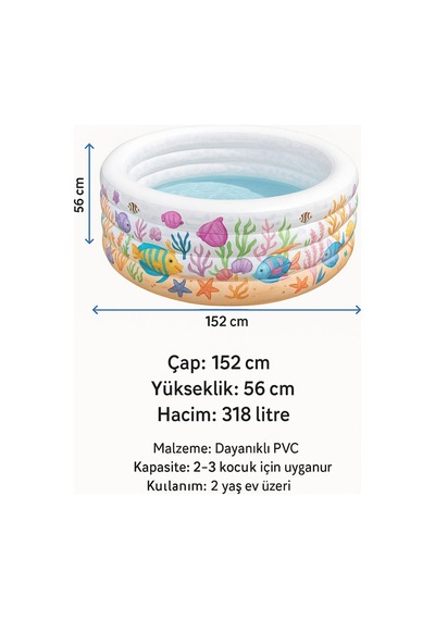 Neşeli Şişme Oyun Havuzu Yuvarlak 152x56