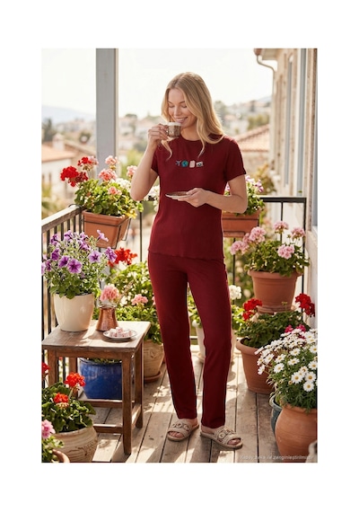 Lela Bayan Pijama Takımı 65770823 Bordo