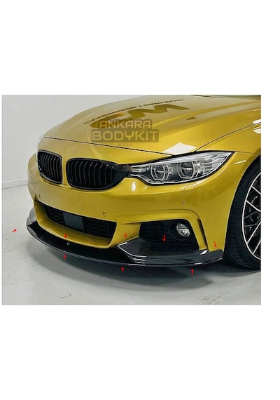 F32 F33 F36 M Sport Ön Lip 3 Parça - Plastik Parlak Siyah