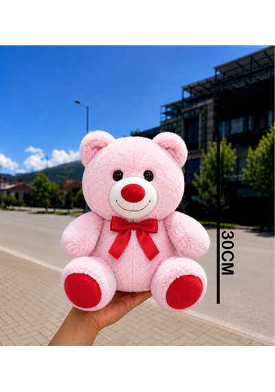 Sevimli Peluş Ayıcık 30cm - Hediyelik & Sevimli Uyku Arkadaşı Peluş Oyuncak Açık Pembe