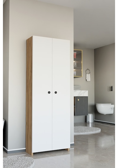 Alpaevmobilya Çok Amaçlı 2 Kapaklı 5 Raflı 150 Cm Banyo Dolabı Organizer Düzenleyici Ve Çamaşır Odası Dolabı Atlantik Çam - Beyaz Alpaevmobilya Çok Amaçlı 2 Kapaklı 5 Raflı 150 Cm Banyo Dolabı Organizer Düzenleyici Ve Çamaşır Odası Dolabı Atlantik Çam - Beyaz