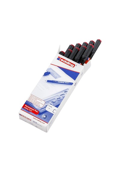 141 F Permanent Kalem - Asetat Kalemi Kırmızı - 10 Kalem - 0,6 Mm Yuvarlak Uç