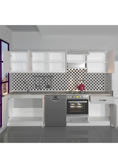 Decoraktiv Elite 280 Ankastre Fırın Modüllü Mdf Hazır Mutfak Dolabı - Tezgah Dahil - Buz Gri Açık Gri Decoraktiv Elite 280 Ankastre Fırın Modüllü Mdf Hazır Mutfak Dolabı - Tezgah Dahil - Buz Gri Açık Gri