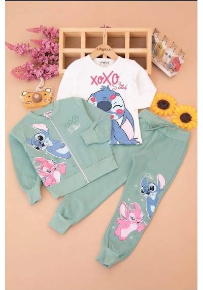 Karakter Baskılı Penye Ceketli - Penye Sweatshirt - Penye Pantolonlu Kız Çocuk 3lü Takım Çağla Karakter Baskılı Penye Ceketli - Penye Sweatshirt - Penye Pantolonlu Kız Çocuk 3lü Takım Çağla