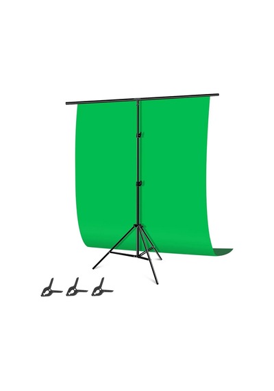 150 200cm T Stand Bar Fon Tutucu + Yeşil Fon Perde Greenbox Background Backdrop Çekim T-shape