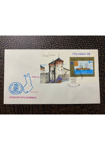 Cuba / Küba 1988 İlk Gün Zarfı Exp. Filatelica İnternational Mundial '88 Finlandia
